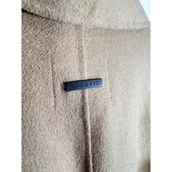 Soia & Kyo Long Women’s Coat tan Wool Blend Belted Open Long XS - Picture 9 of 15